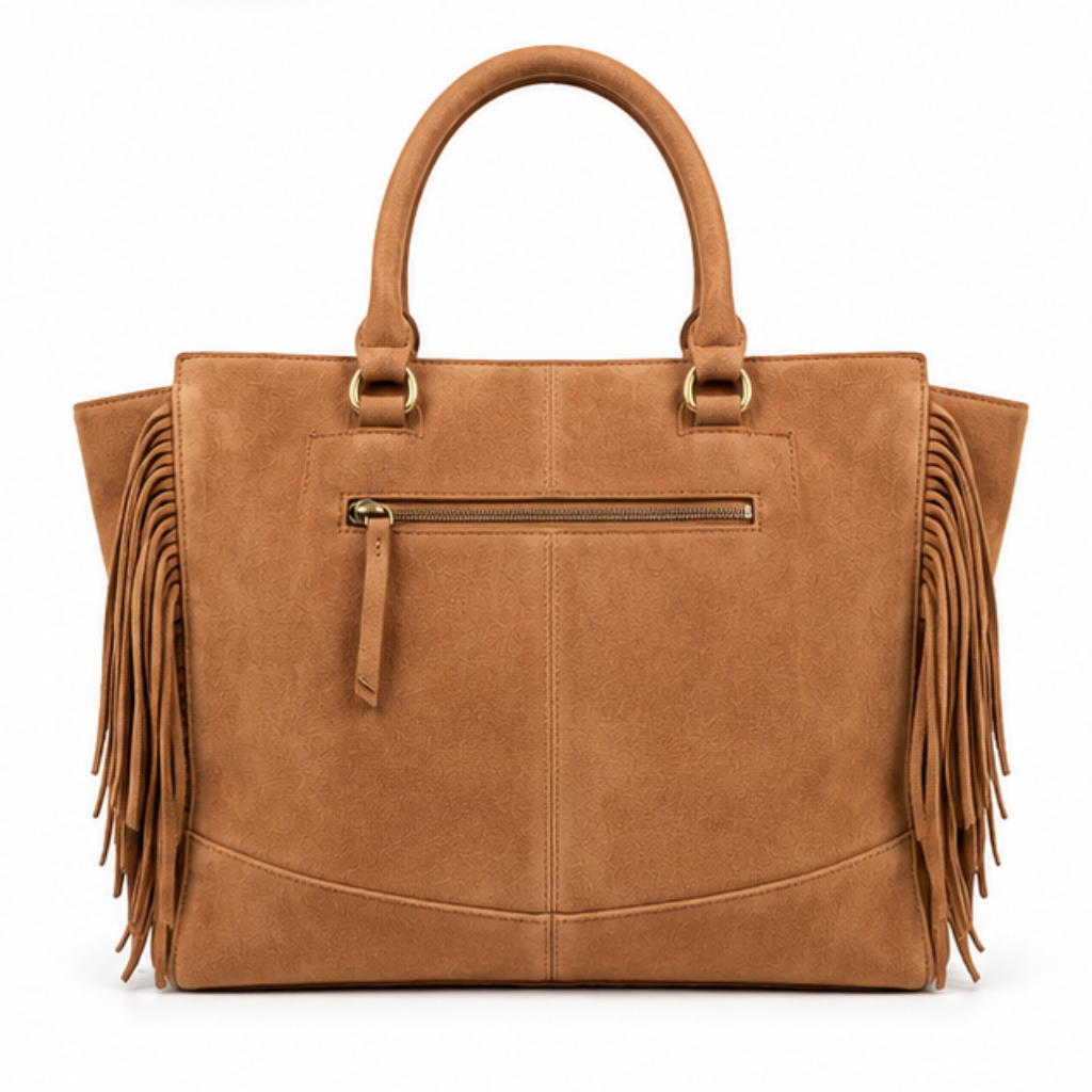 Custom leather fringe handbag for private label brands