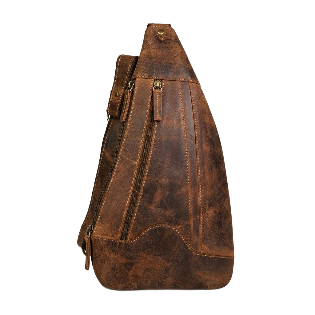 Custom tapered leather sling bag manufacturer in India for OEM export and private label brands