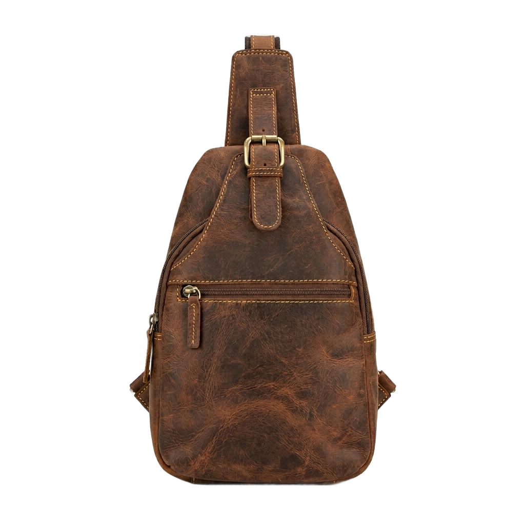 Premium leather sling backpack manufacturer and exporter in India for OEM and private label global brands