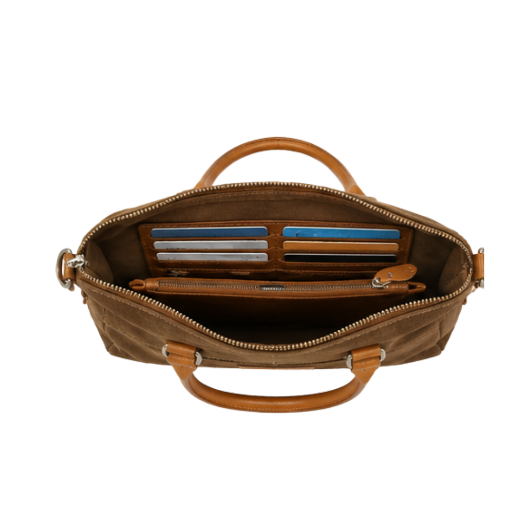 Durable Canvas Leather Tote Bag for Business Travel
