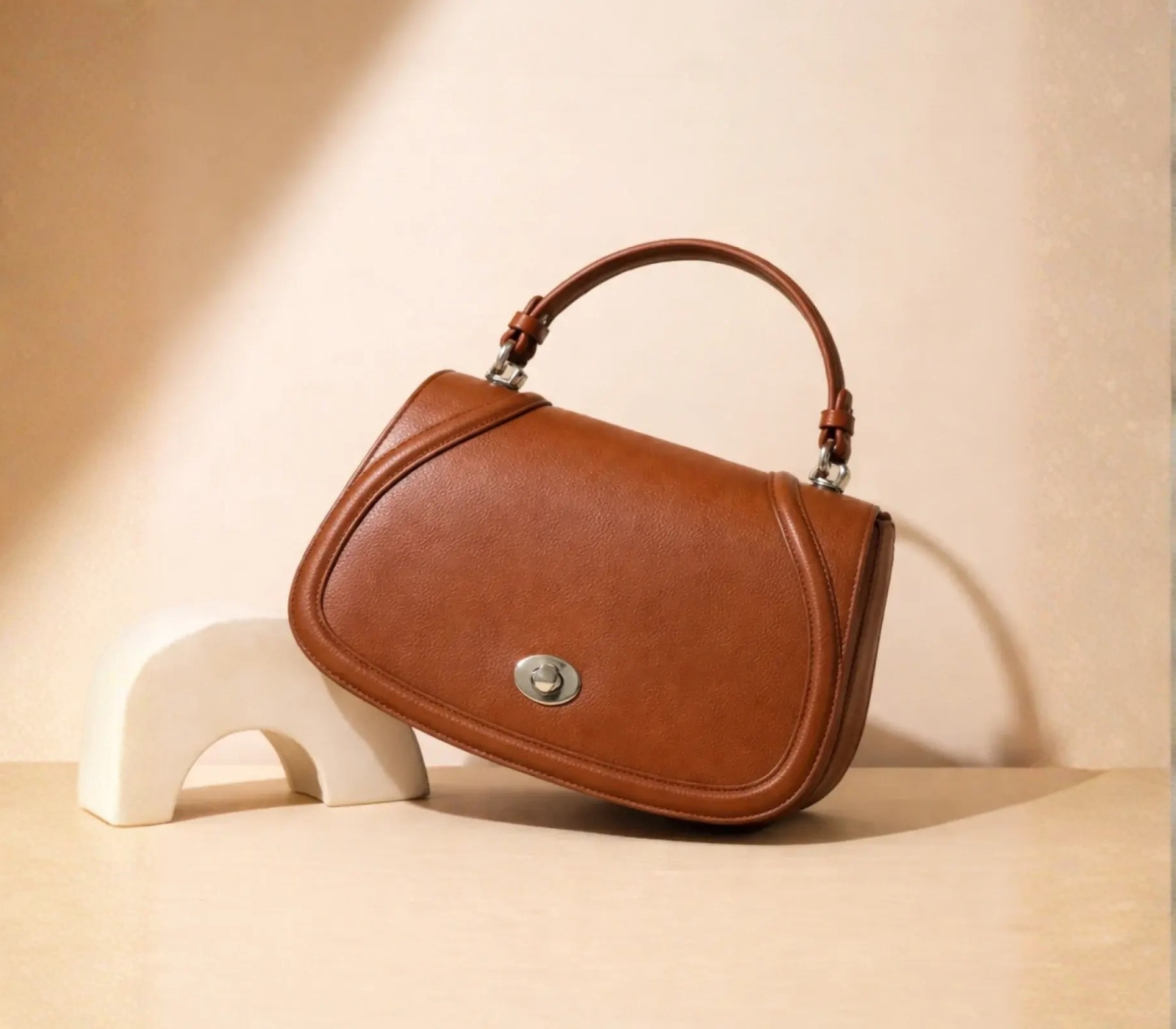 Brown premium leather crossbody bag manufacturer and exporter in India for global brands with OEM customization