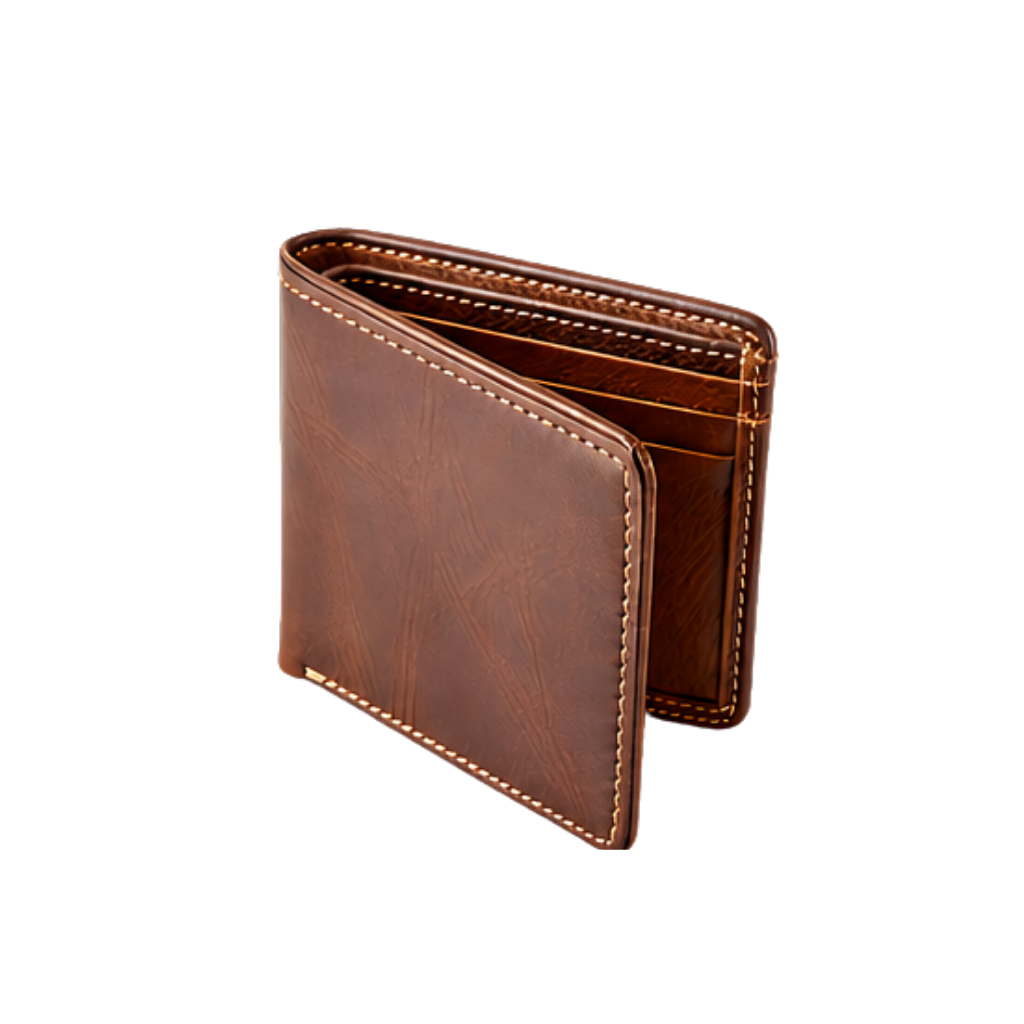 Genuine Leather Bifold Wallet with Multiple Card Slots