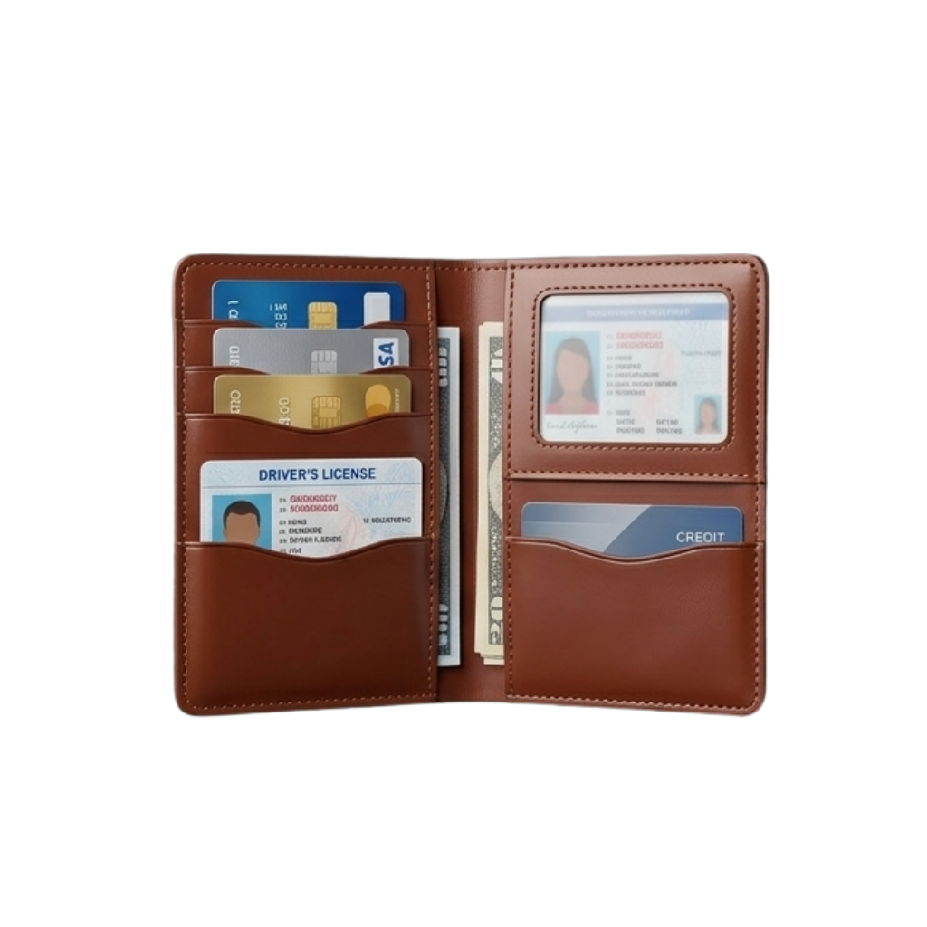 Slim Leather Travel Document Sleeve for Passport and Essentials