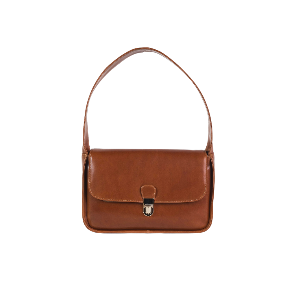Aveline leather shoulder bag front view featuring premium genuine leather construction.