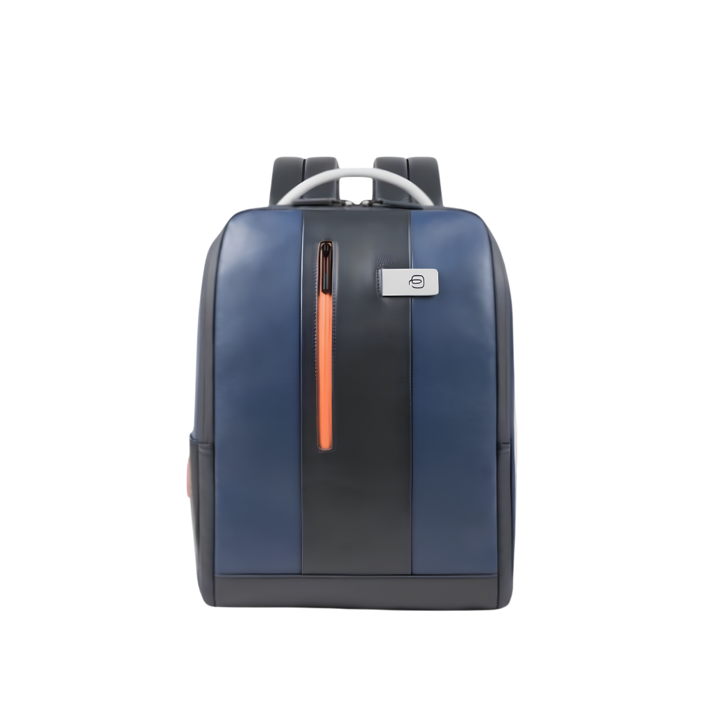 Front view of Averon executive leather laptop backpack with clean business design.