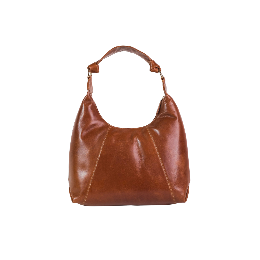 Genuine leather hobo bag with soft slouchy shoulder design