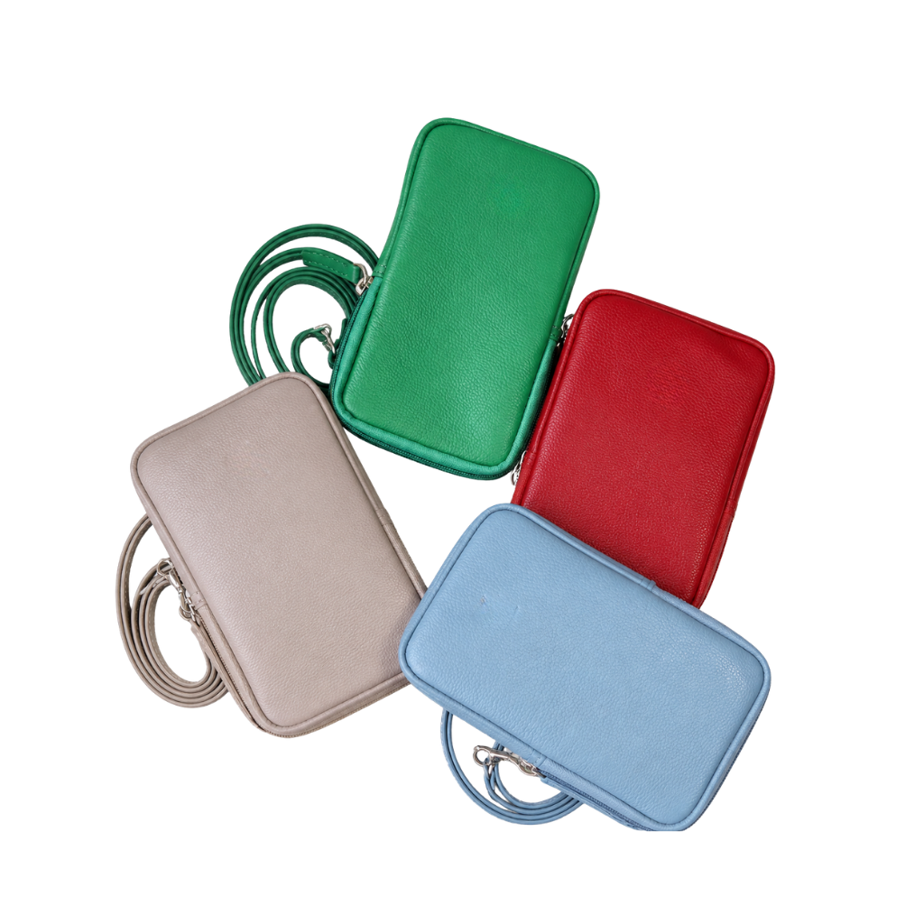 Genuine leather phone sling bag manufactured in India for OEM and private label brands.