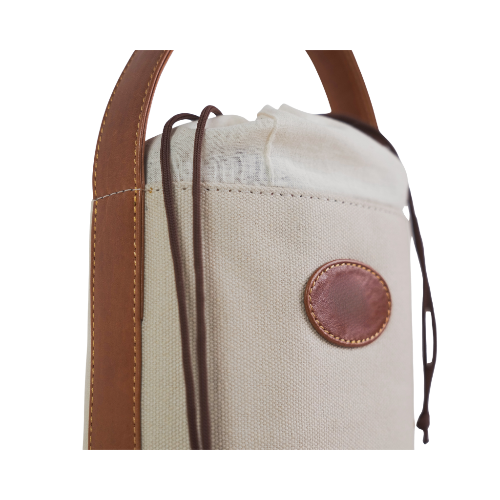 Stylish canvas drawstring handbag