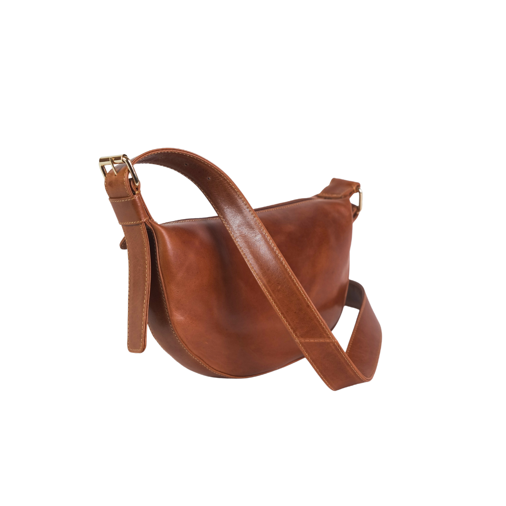 Premium leather half moon crossbody bag