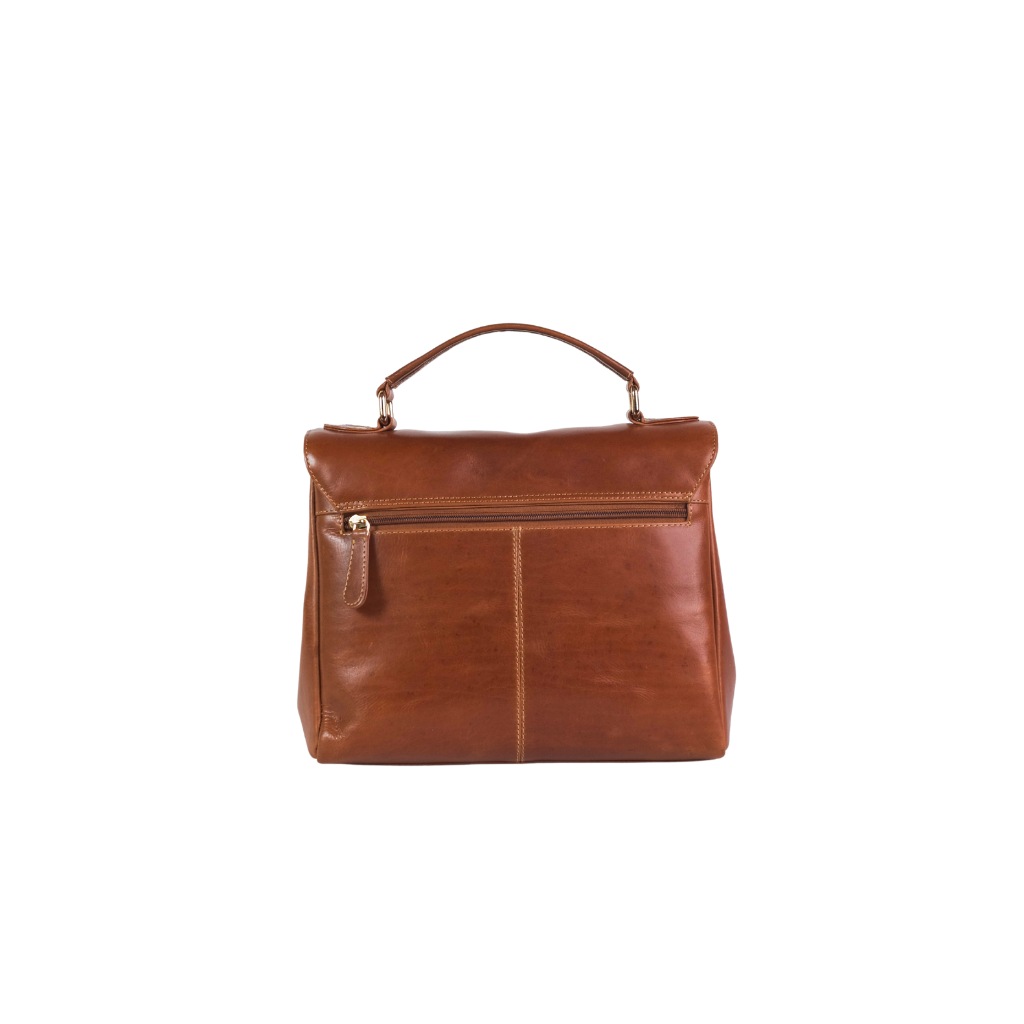Premium brown genuine leather satchel handbag for everyday use